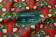Lobster - Repeat Patterns Collection, a Pattern Graphic by Julia M. Watercolor (Thumbnail 1 of 10)