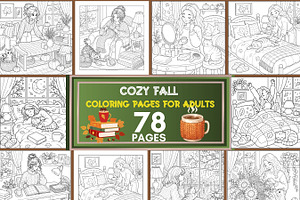 Cozy Fall Coloring Pages Bundle, a Brochure Template by LA Design