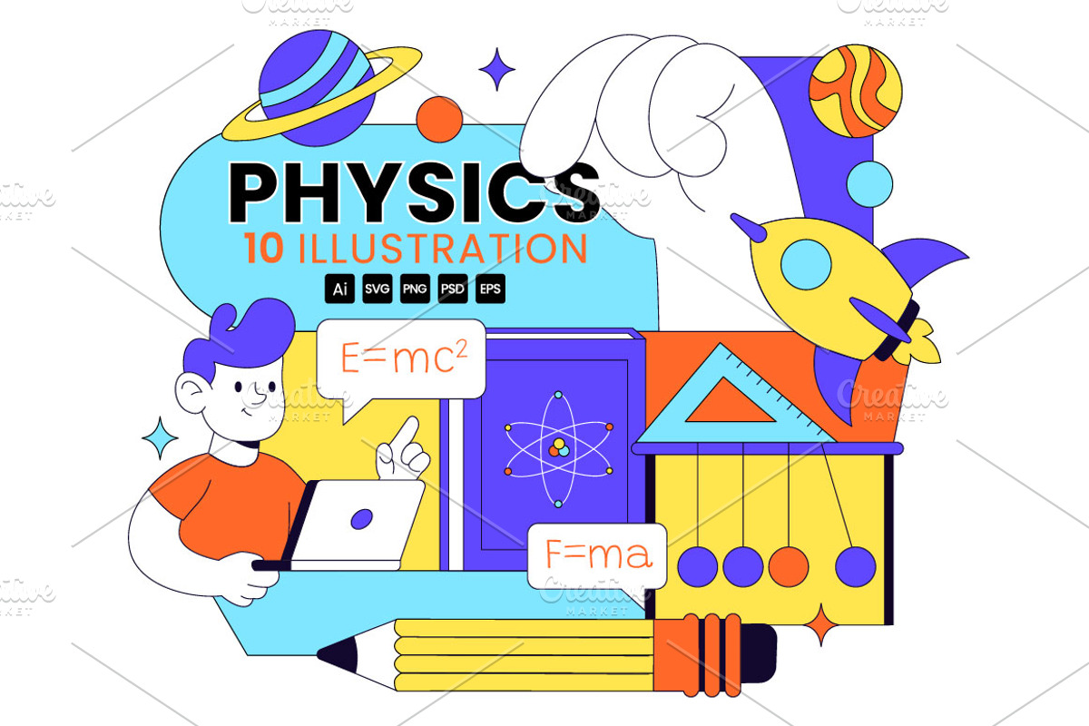 10 Physics Education Illustration, a Technology Illustration by denayunebgt (Photo 1 of 4)
