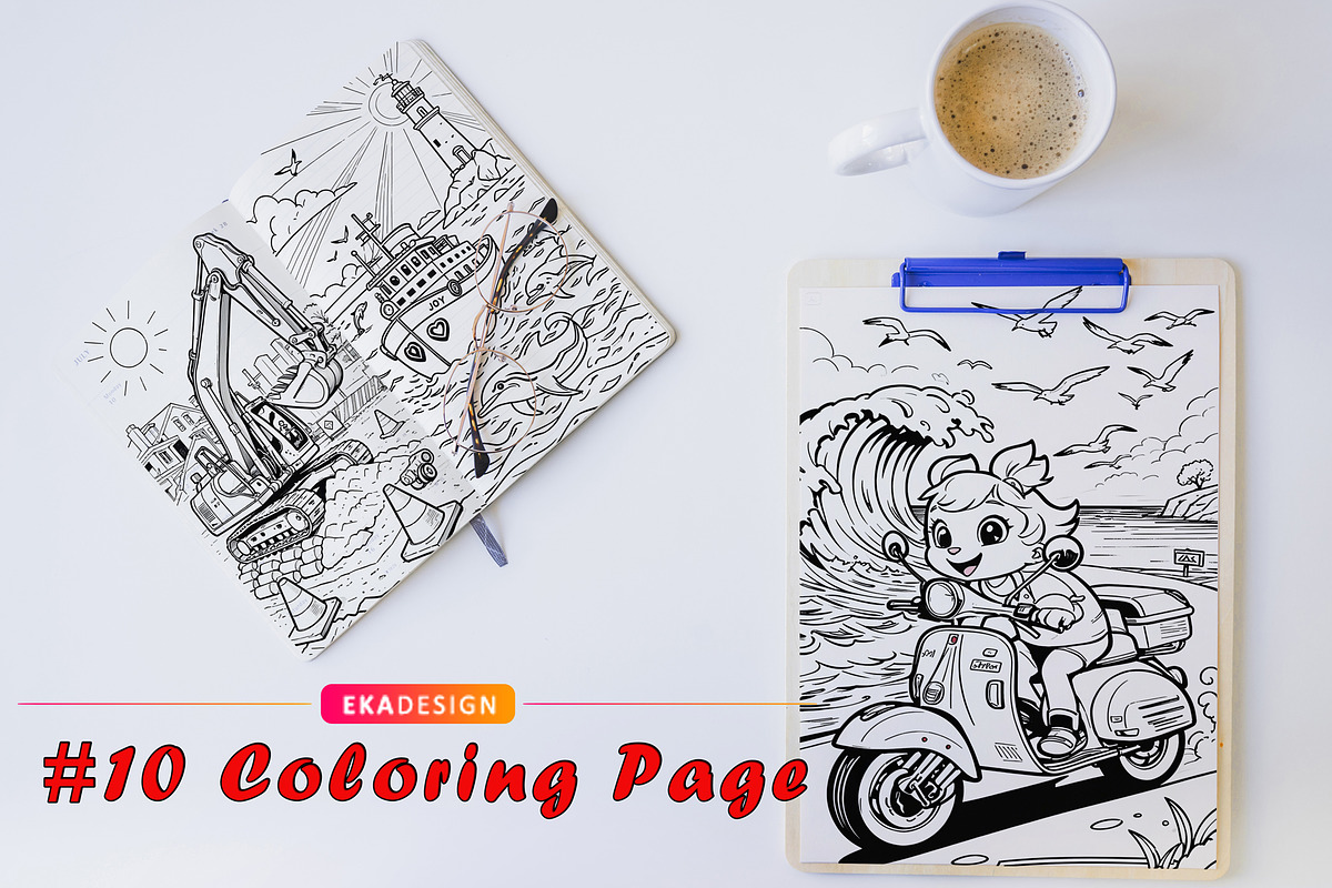 10 Coloring Page, an Education Illustration by Eka Design (Photo 1 of 4)