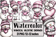 Whimsical Valentine Snowmen, an Illustration by Design Market (Thumbnail 1 of 3)
