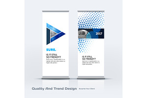 Abstract business vector set of modern roll Up Banner stand design template with colourful triangles