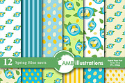 Spring Blue Nests digital papers 590, a Pattern Graphic by AMBillustrations (Thumbnail 1 of 5)