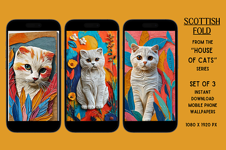 Mobile Phone Wallpapers (Scot. Fold), a Wallpaper Graphic by Shisa Images