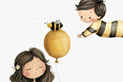 Watercolor Bee Clipart Bundle, an Object Illustration by Pati Paints (Thumbnail 6 of 12)
