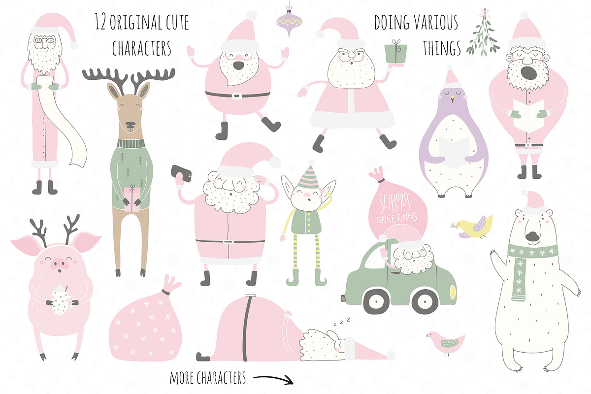 Christmas Bundle Cute Illustrations, a Seasonal Illustration by sceptical cactus (Photo 20 of 62)