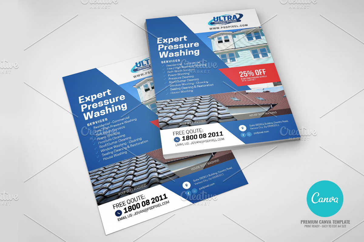Pressure Washing Promotional Canva, a Flyer Template by PSDPixel (Photo 3 of 4)