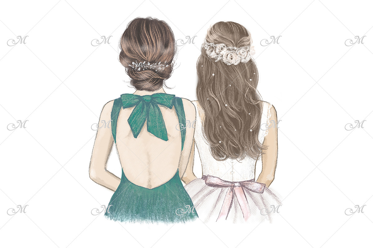 Bride & Bridesmaids Art Bundle, a Person Illustration by Maddy's Art & Mockups (Photo 7 of 12)