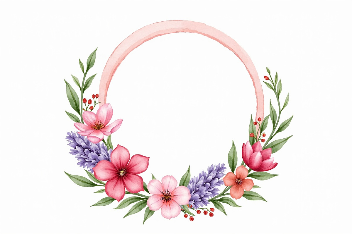 Pink Lavender Floral Wreath Bundle, an Illustration by BIPLOB EXPERT (Photo 12 of 14)
