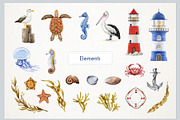Mediterranean Coastal Summer Pattern, a Decorative Illustration by AnitaPol (Thumbnail 2 of 16)