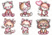 Whimsical Valentine Cat Clipart, an Illustration by Black Bird Studio (Thumbnail 6 of 6)