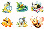 Watercolor Summer Bee Clipart, an Illustration by OK Design (Thumbnail 3 of 5)