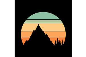 Retro sunset logo in striped, an Object Illustration by Things for designers