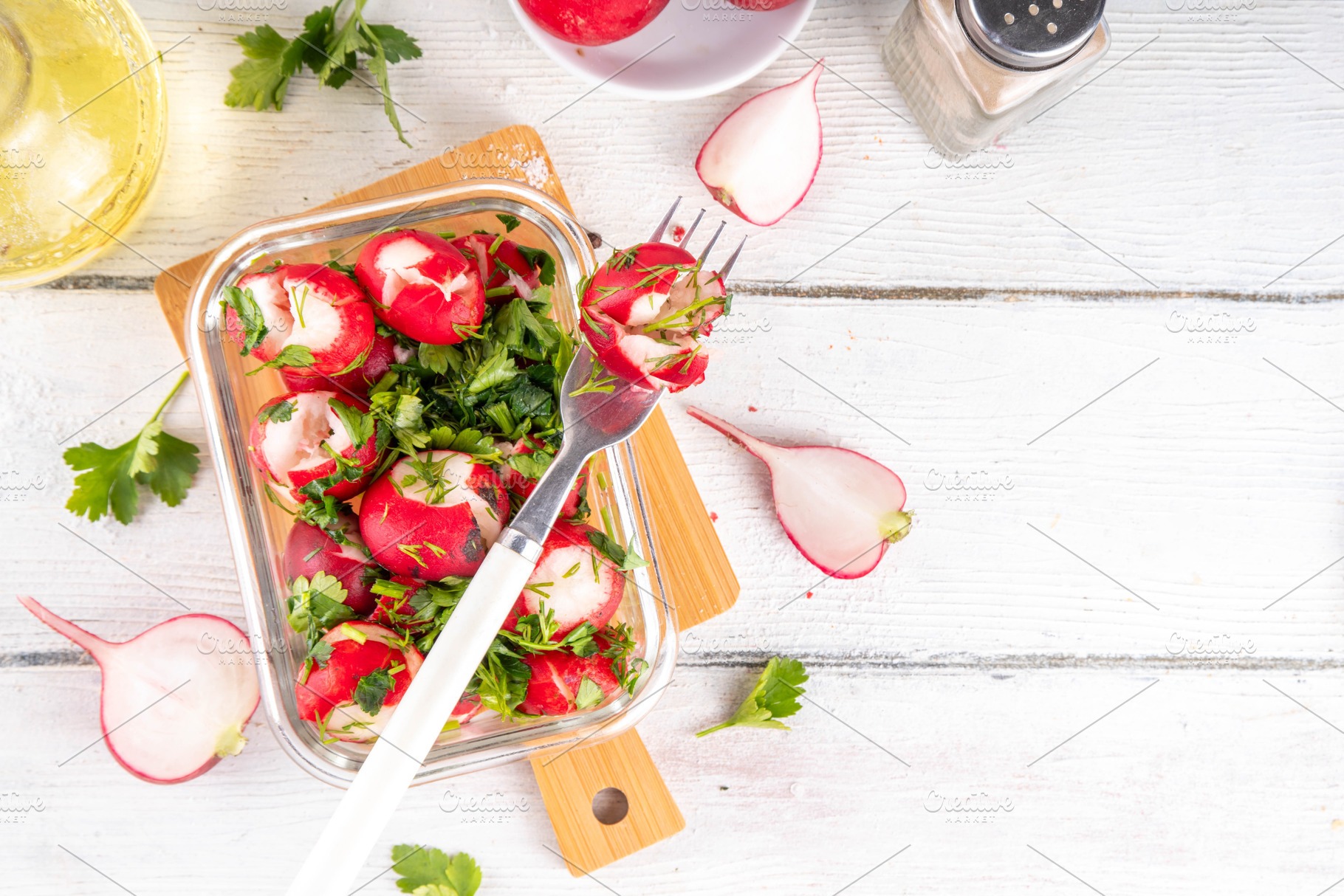 Viral smashed radish salad, a Food & Drink Photo by Rimma