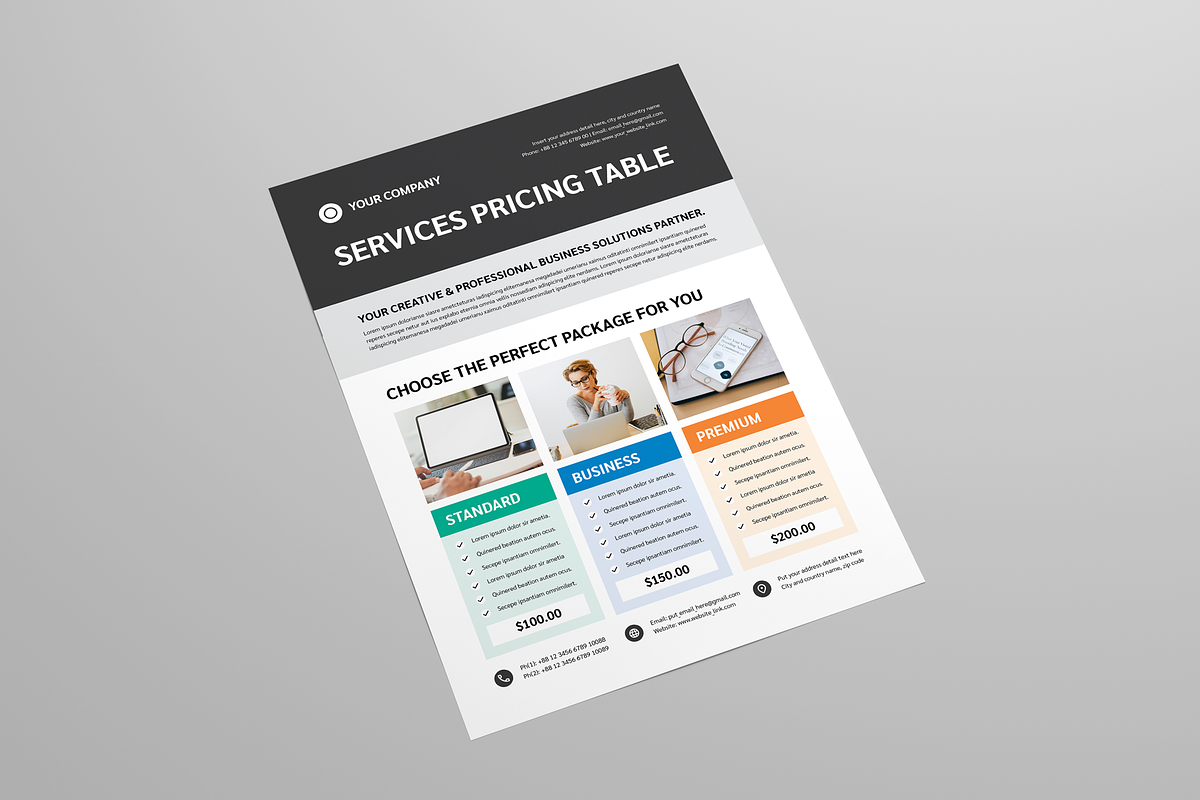Pricing Table Flyer | Canva & INDD, a Flyer Template by Leaflove (Photo 7 of 8)