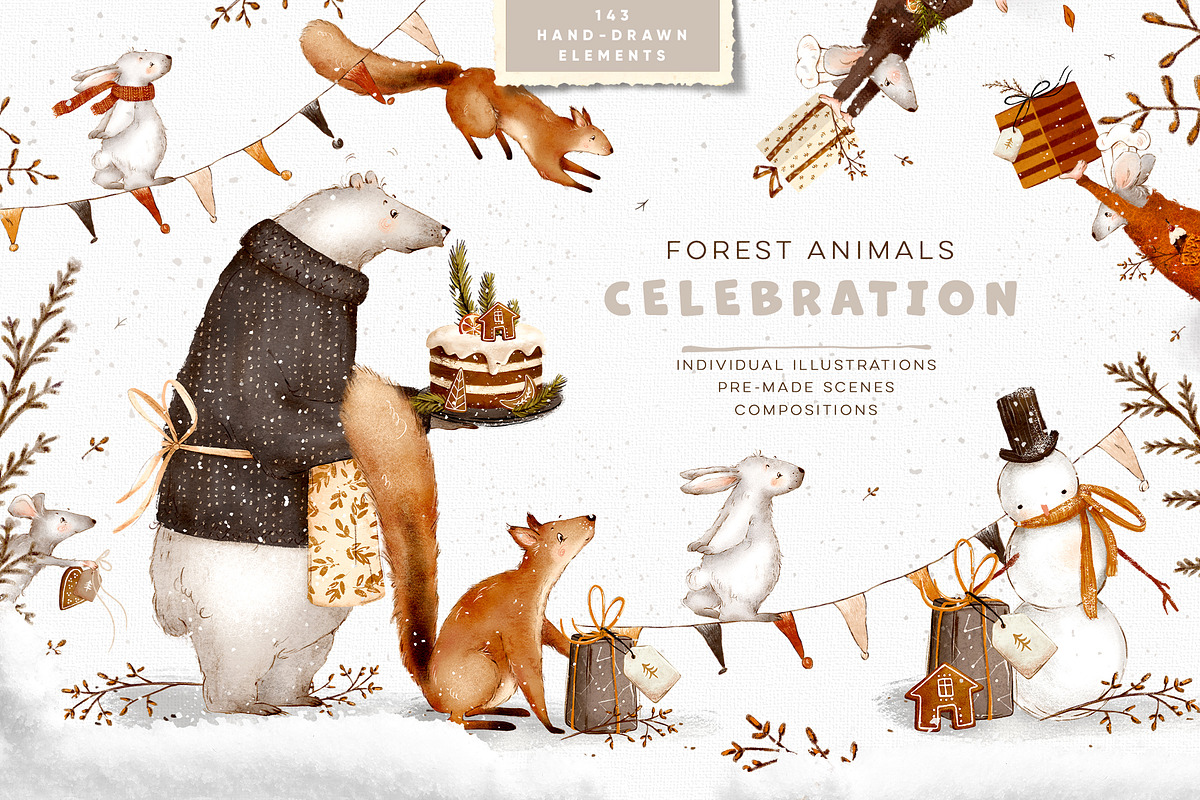Forest Animals Celebration, an Animal Illustration by TL Design (Photo 1 of 8)