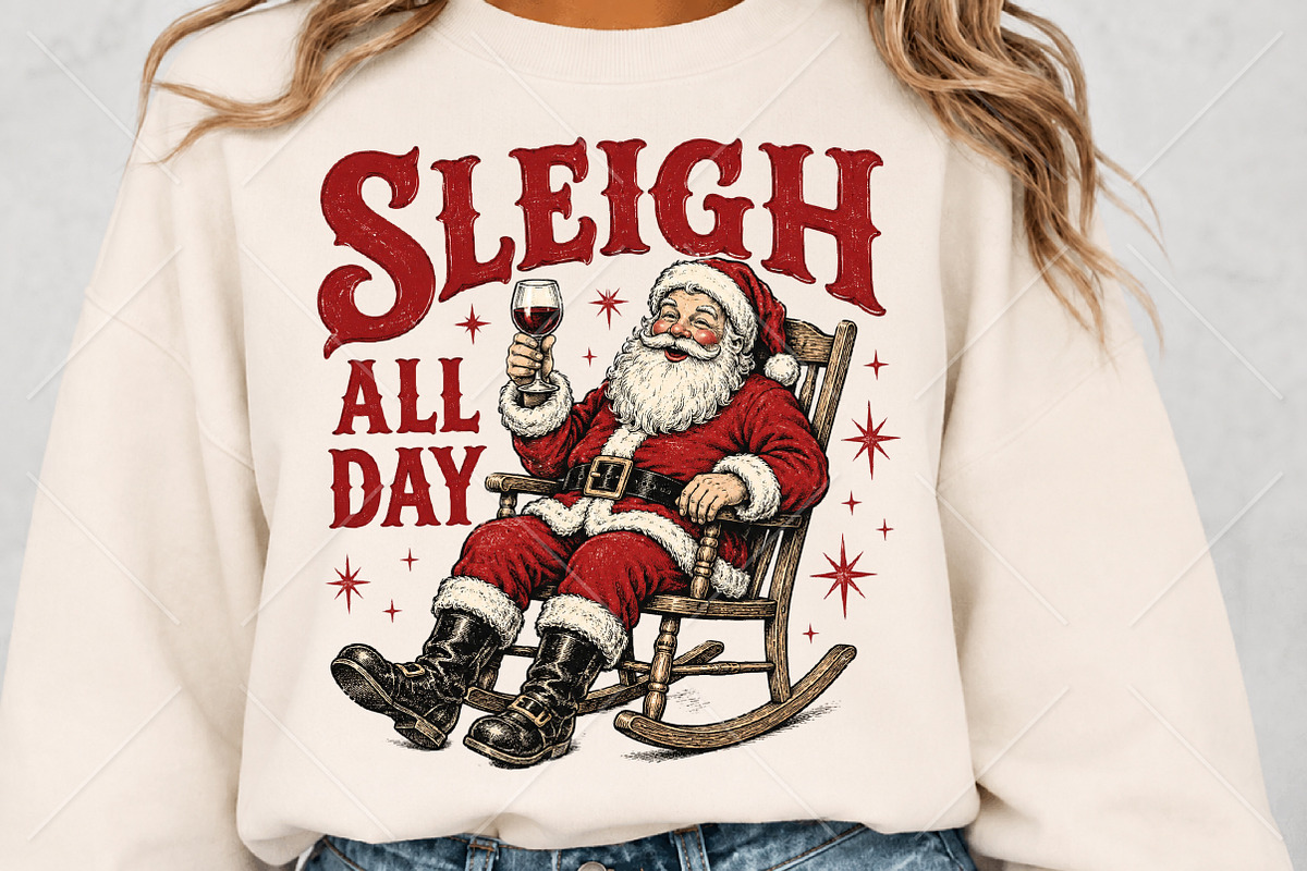Vintage Sleigh All Day Christmas PNG, a Seasonal Illustration by Canvas Craft (Photo 5 of 6)