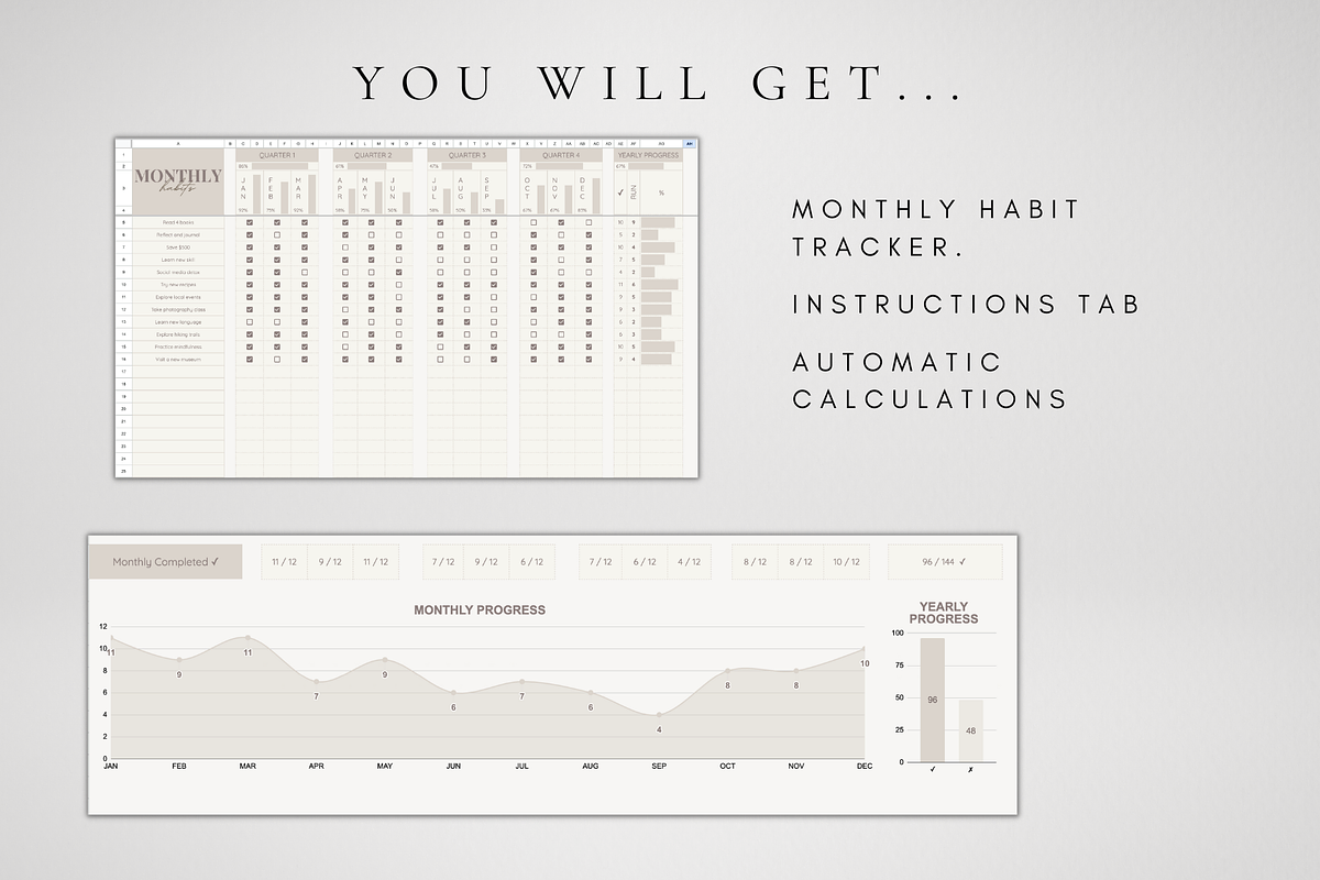 Digital Monthly Habit Tracker, a Templates & Theme by BRANDcontent (Photo 4 of 6)
