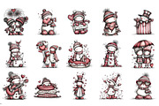 Whimsical Valentine Snowmen Clipart, an Illustration by DreamArtGraphic (Thumbnail 2 of 4)