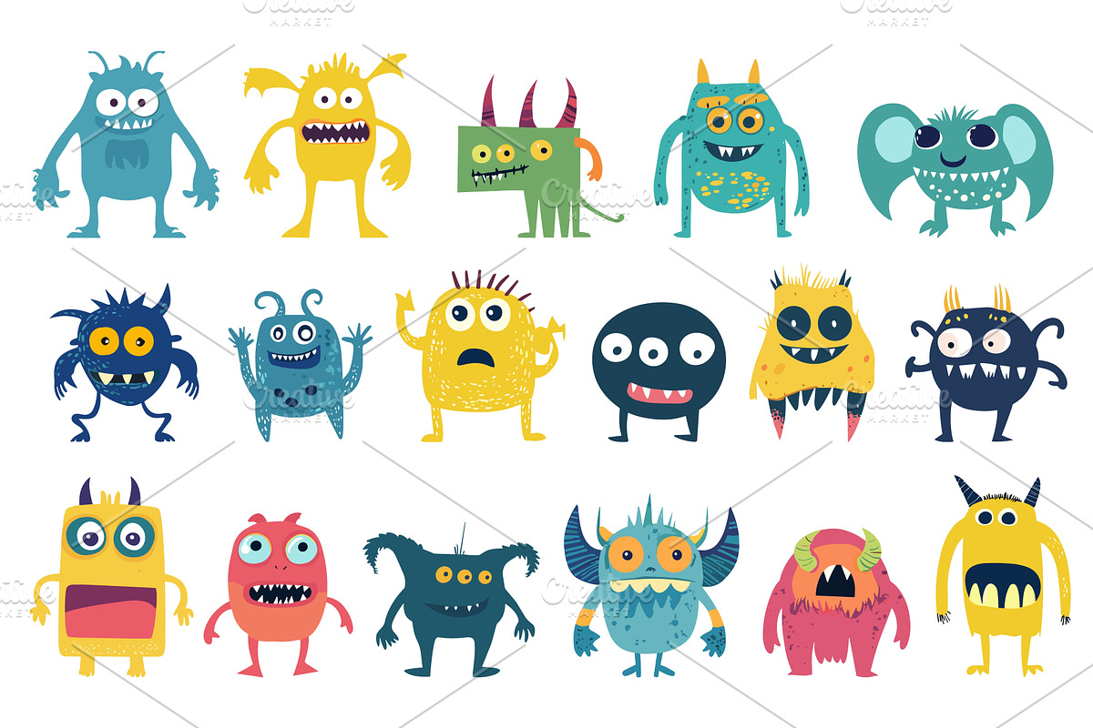 Doodle cartoon colorful monsters, an Animal Illustration by Valerie Bodnar