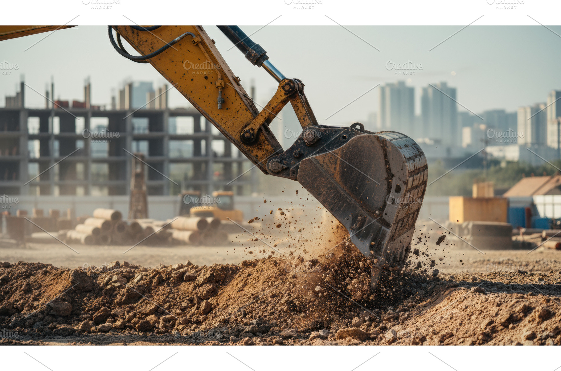 Close up of large yellow excavator, an Industrial Photo by Igor Tichonow