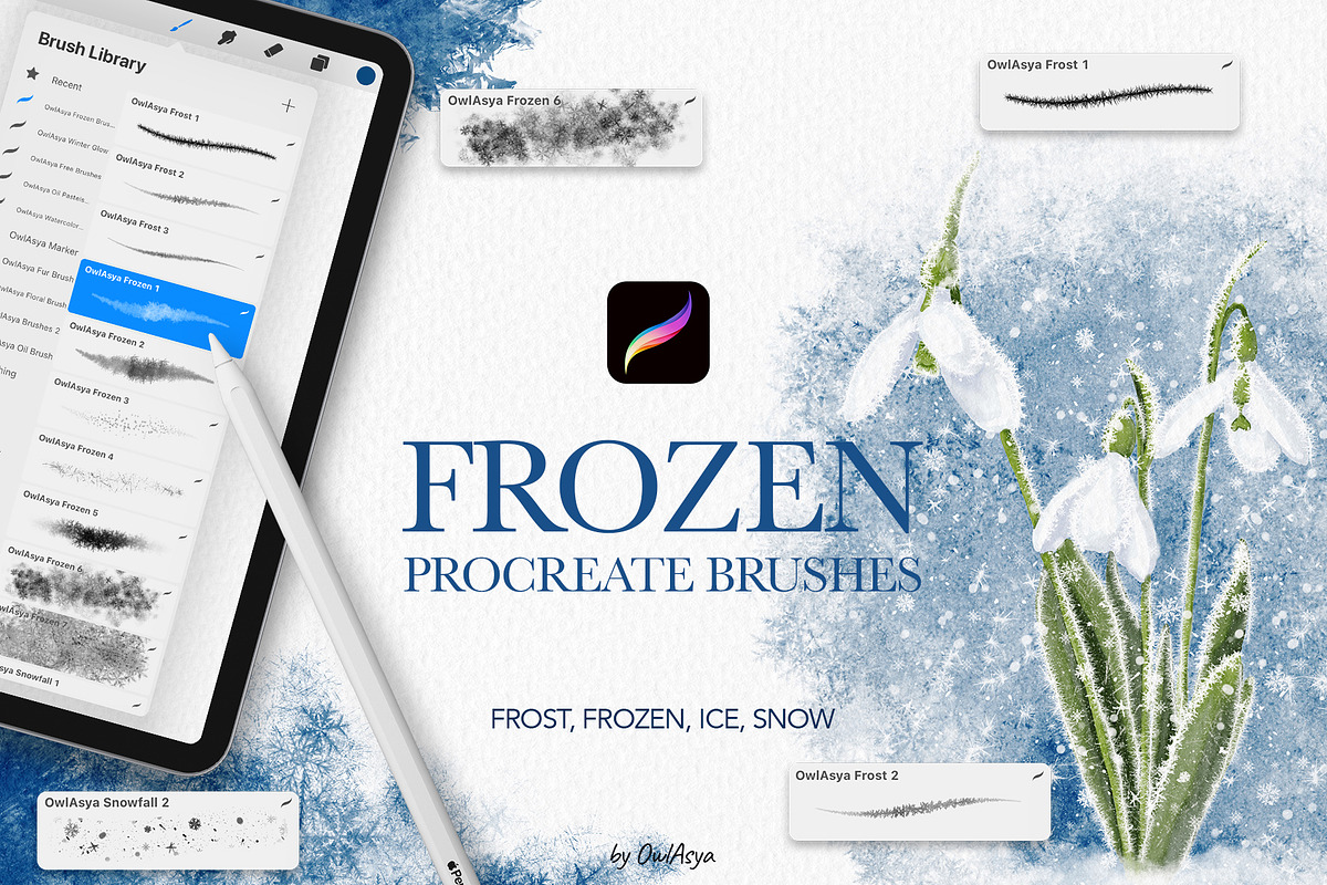 Frozen Procreate Brushes Collection, a Brush Add-On by owlasya (Photo 1 of 5)