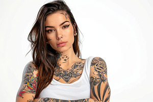 Beautiful woman with a lot of tattoos on her body, a Person Photo by AlyaAnd