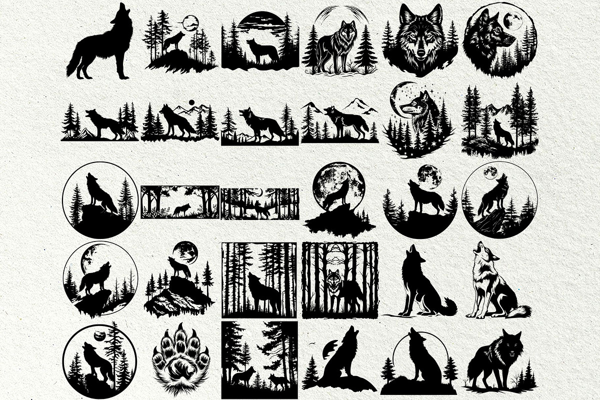Wolf SVG Bundle. Howling Wolf, an Animal Illustration by DENIDigitalArtSudio (Photo 4 of 8)