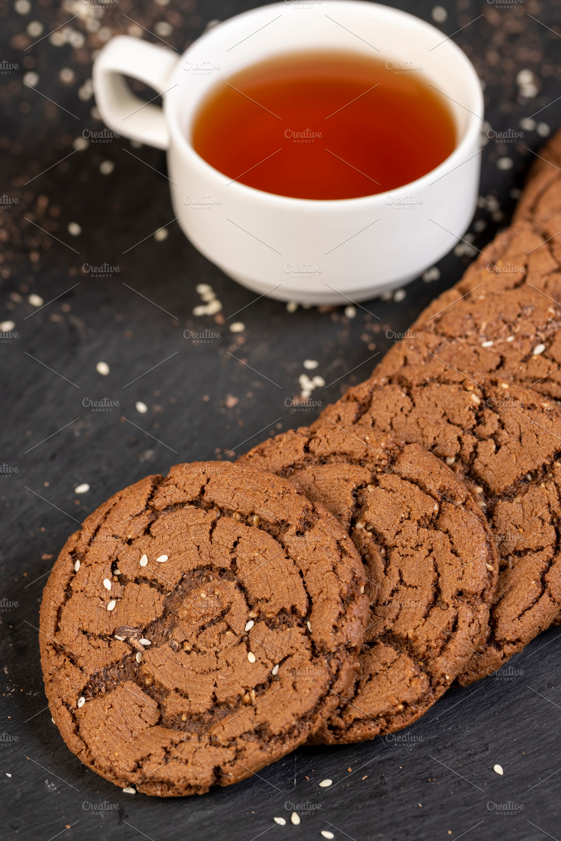 chocolate biscuits on the kitchen table, chocolate biscuits with real cocoa and, a Photo by rsoollAI