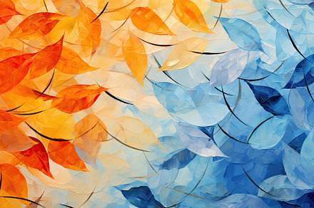 A beautiful painting for an autumn background with orange and blue leaves. Gene, a Background Photo by José Manuel Gelpi
