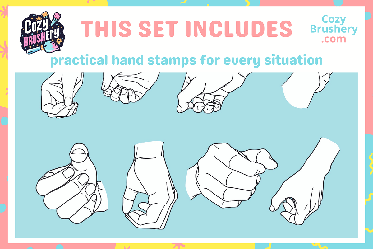 Character Hand Stamps Procreate, a Brushes & More by Cozy Brushery