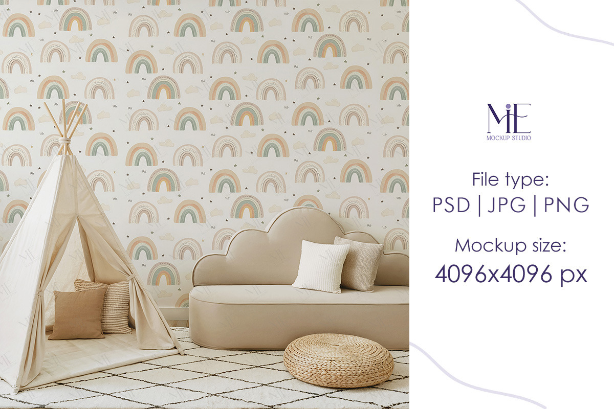 Kids Room Wallpaper Mockup Interior, a Product Mockup by Mie Mockup Studio (Photo 6 of 7)