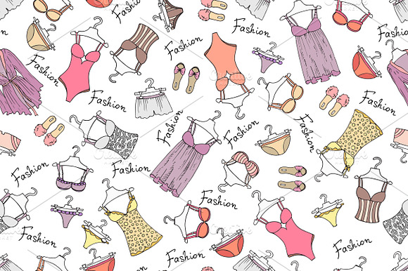 Pattern with hand drawn lingerie preview 4