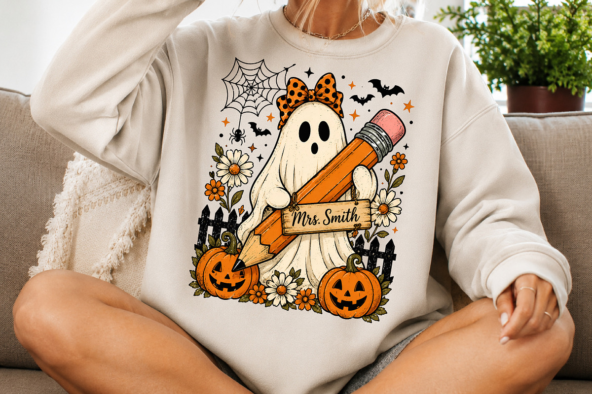 Custom Floral Halloween Teacher Png, a Seasonal Illustration by Libby Wishes (Photo 2 of 4)