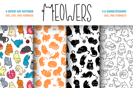 Meowers Icons and Seamless Pattern