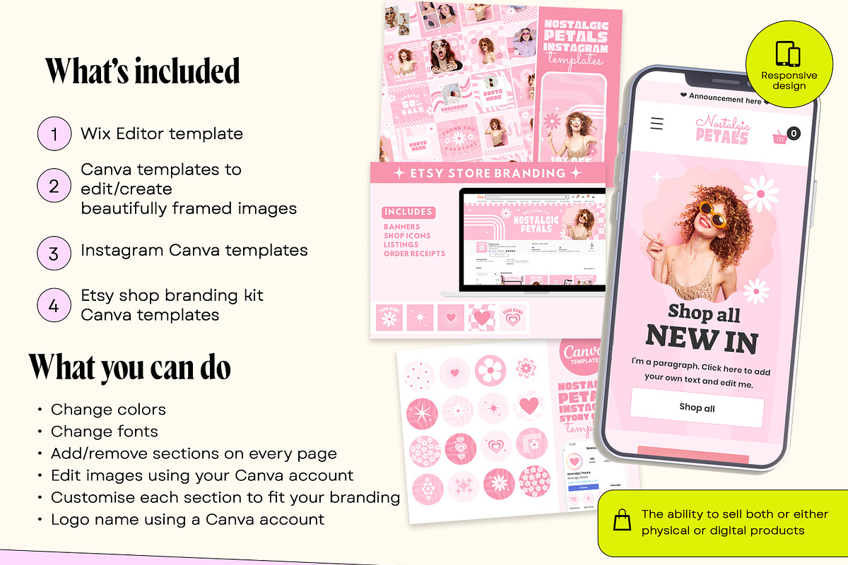 Pink Retro Wix Store Template, a Wix Template by Template Twist Shop (Photo 4 of 10)