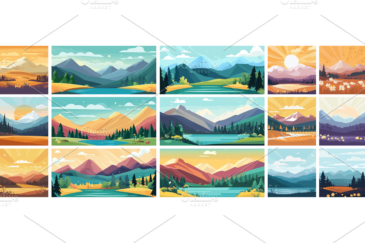 Landscapes nature scenes cartoon, an Illustration by Valerie Bodnar