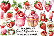 Watercolor Sweet Strawberry Clipart, an Illustration by Craft Nest (Thumbnail 1 of 6)