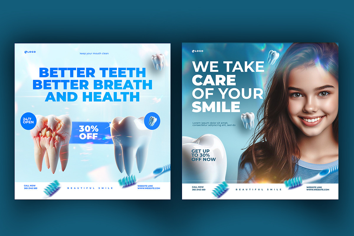 Dental Clinic Social Media Designs, a Social Media Template by graphic bakers (Photo 4 of 5)
