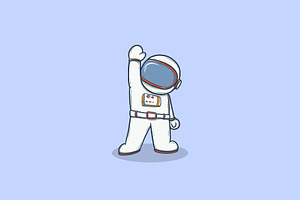 Cheerful Astronaut Waving Cartoon