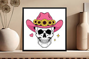 Pink Cowgirl Skull PNG, an Illustration by Black Bird Studio (Thumbnail 2 of 4)