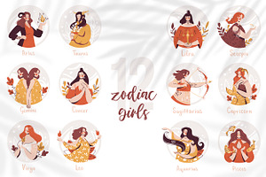Zodiac Girls Illustration set