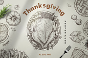 Thanksgiving dinner - Vector food, a Food Illustration by Aquatinta (Thumbnail 1 of 7)