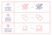 100 Valentine Line Icons, an Outline Icon by Creative Perspective (Thumbnail 3 of 4)