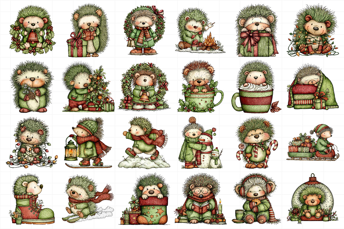 Hedgehog Christmas Clipart, an Illustration by Daily.Designs (Photo 4 of 5)