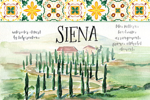 Italy Tiles Wedding Watercolor Siena