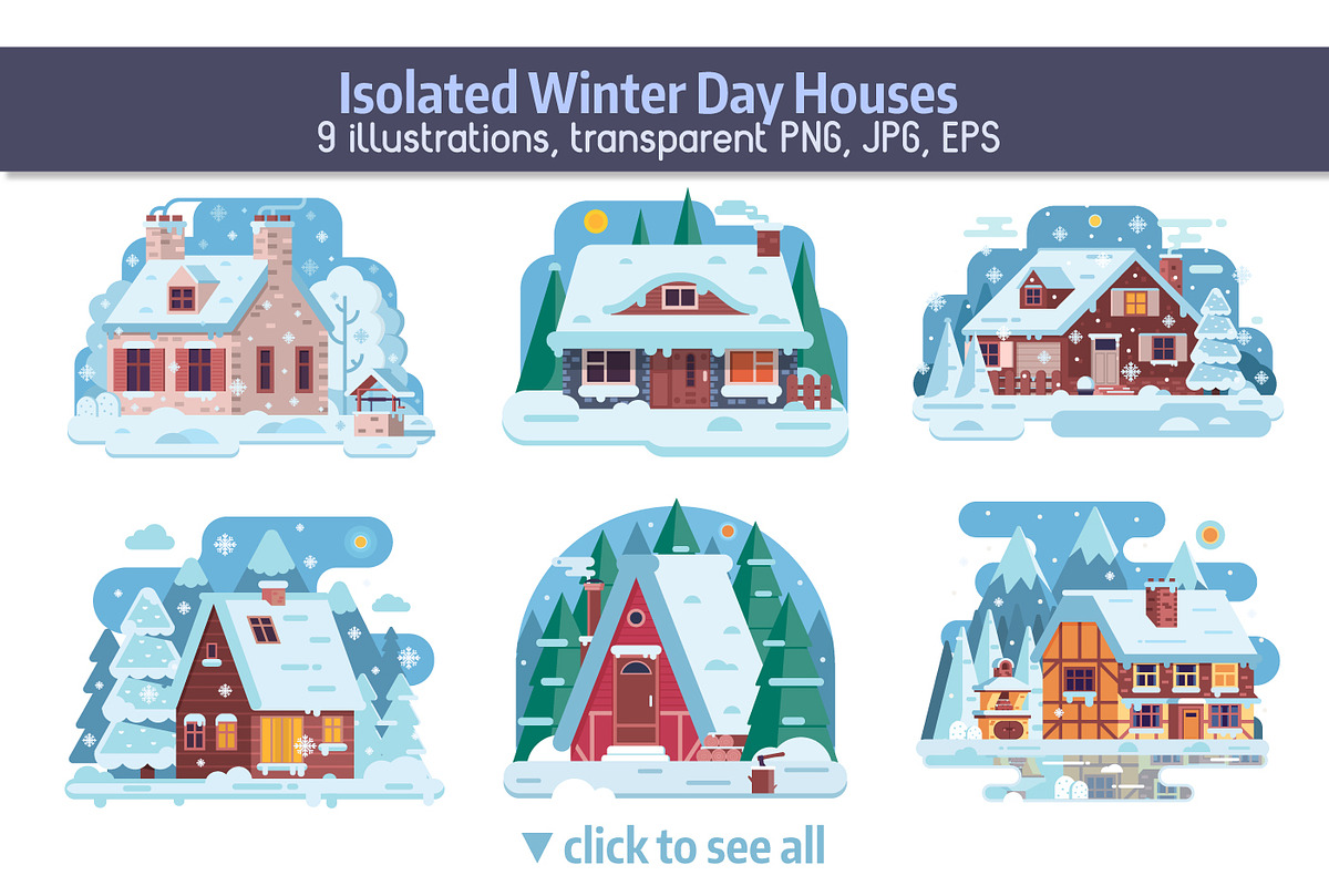 Winter Cozy House Collection, an Illustration by Alex Krugli (Photo 3 of 11)