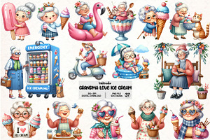 Quirky Grandma Love Ice Cream PNG, an Illustration by Pixels.Craft
