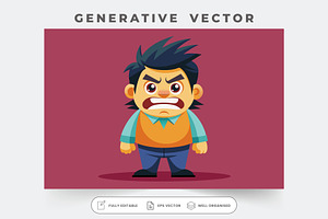 A cartoon character stands defiantly, a Graphic by SouravDesign
