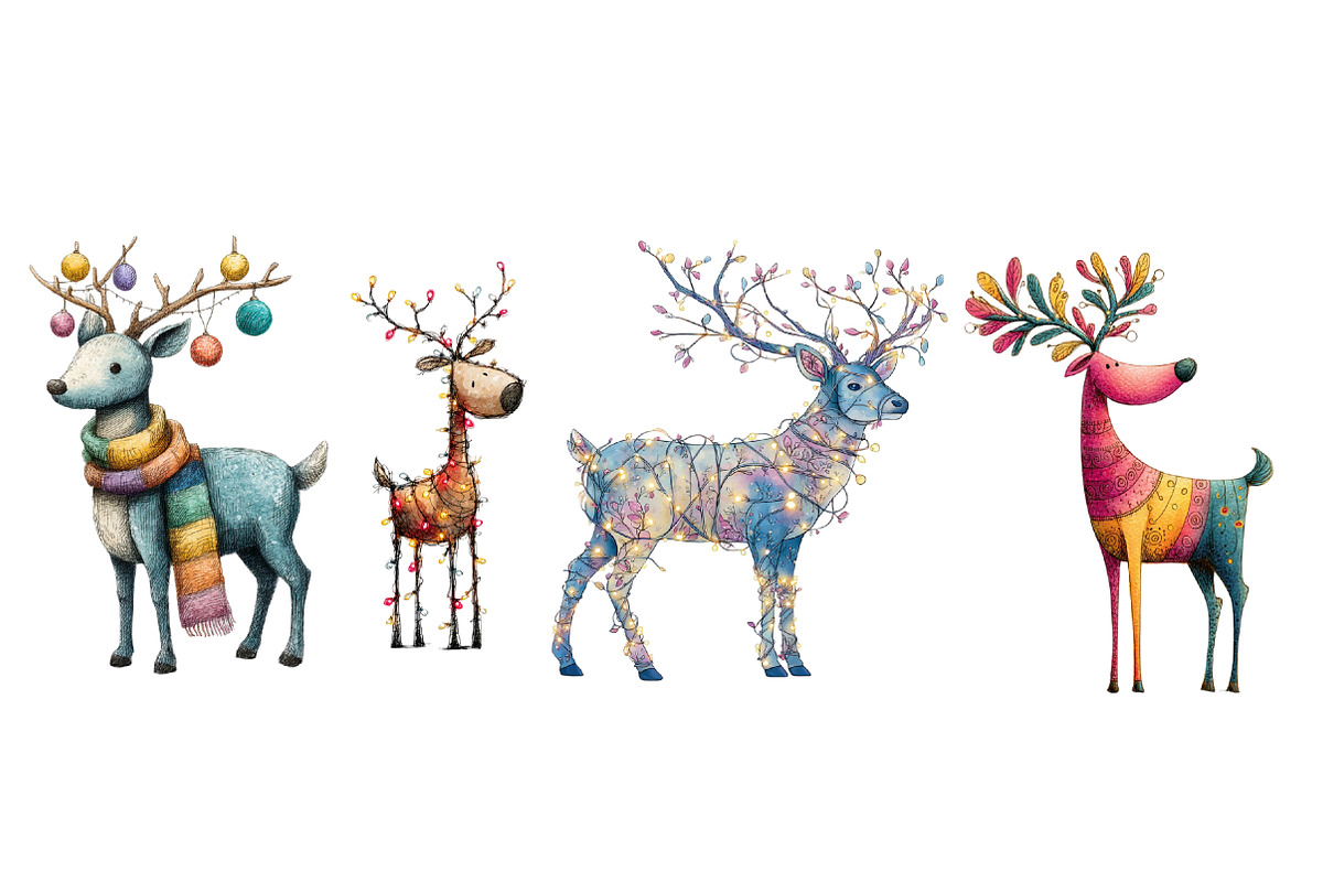 Quirky Christmas Reindeer Clip Art, an Illustration by Designworld (Photo 2 of 4)